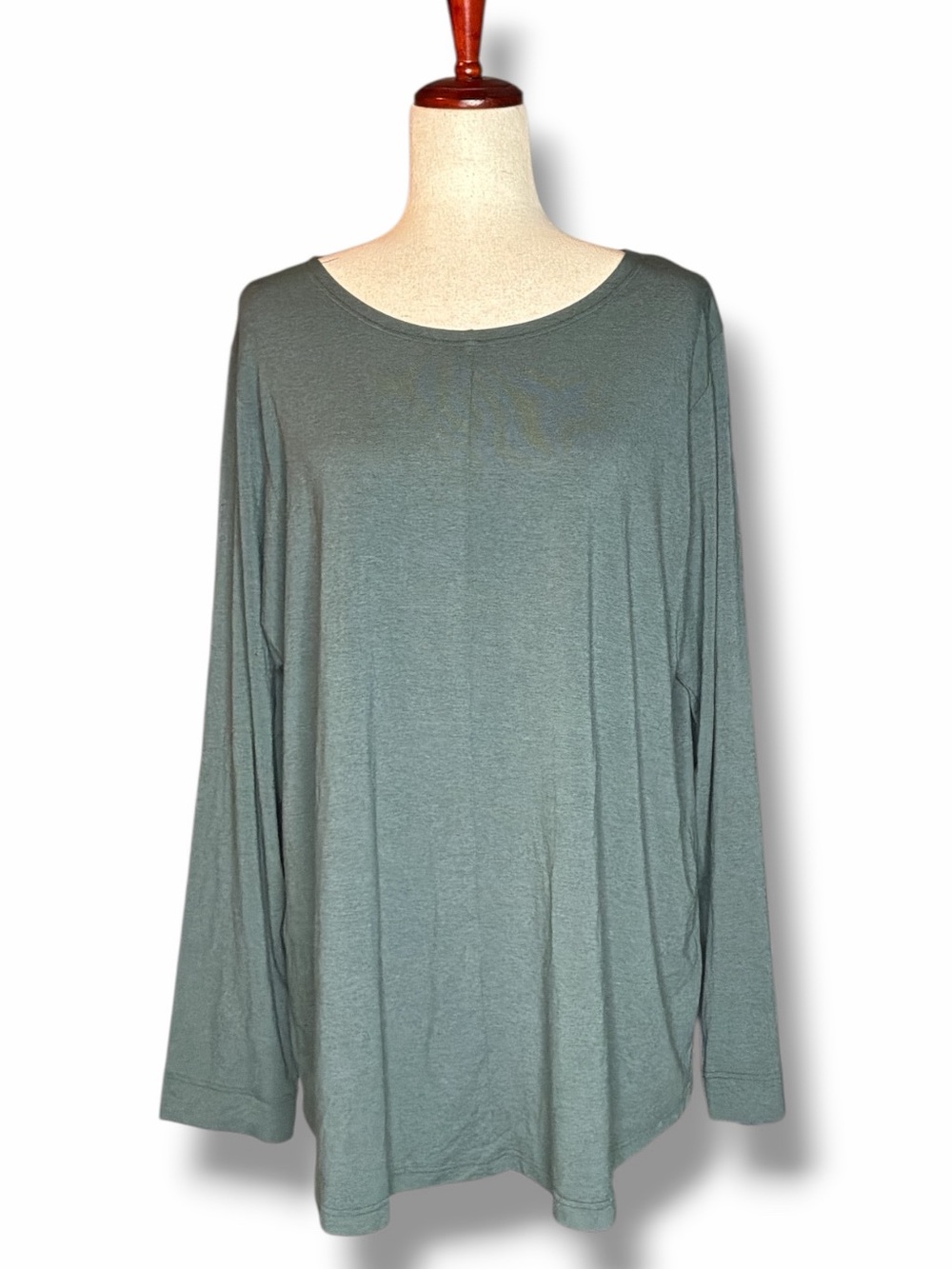 Oska Dusty TealRound Neck Long Sleeve Relaxed Fit Tee Size 4